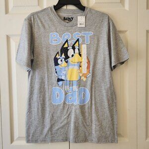 Bluey Best Dad Graphic T-Shirt Gray Size Small NWT